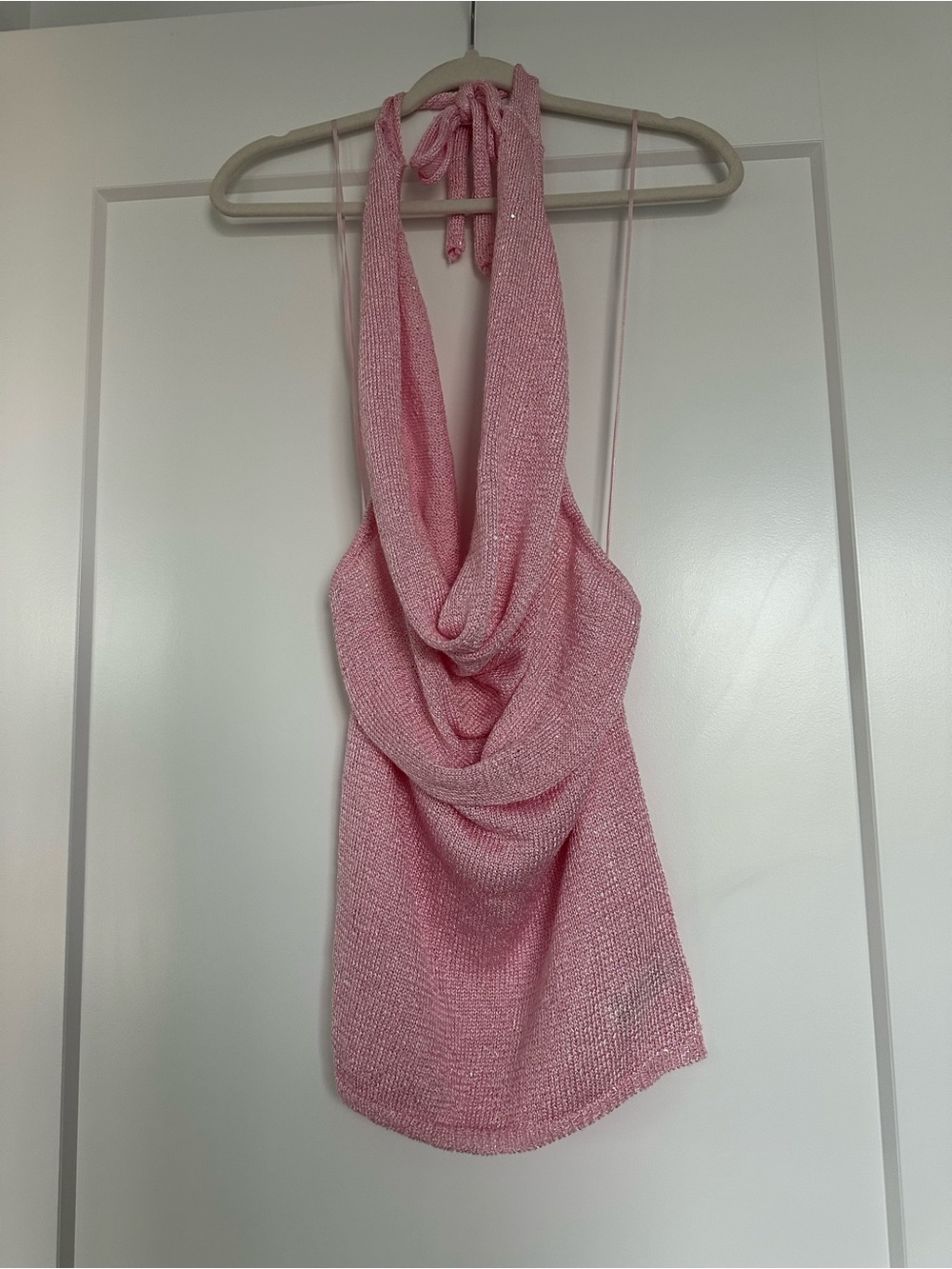 Edikted Pink Backless Halter Cowl Neck Mini Dress